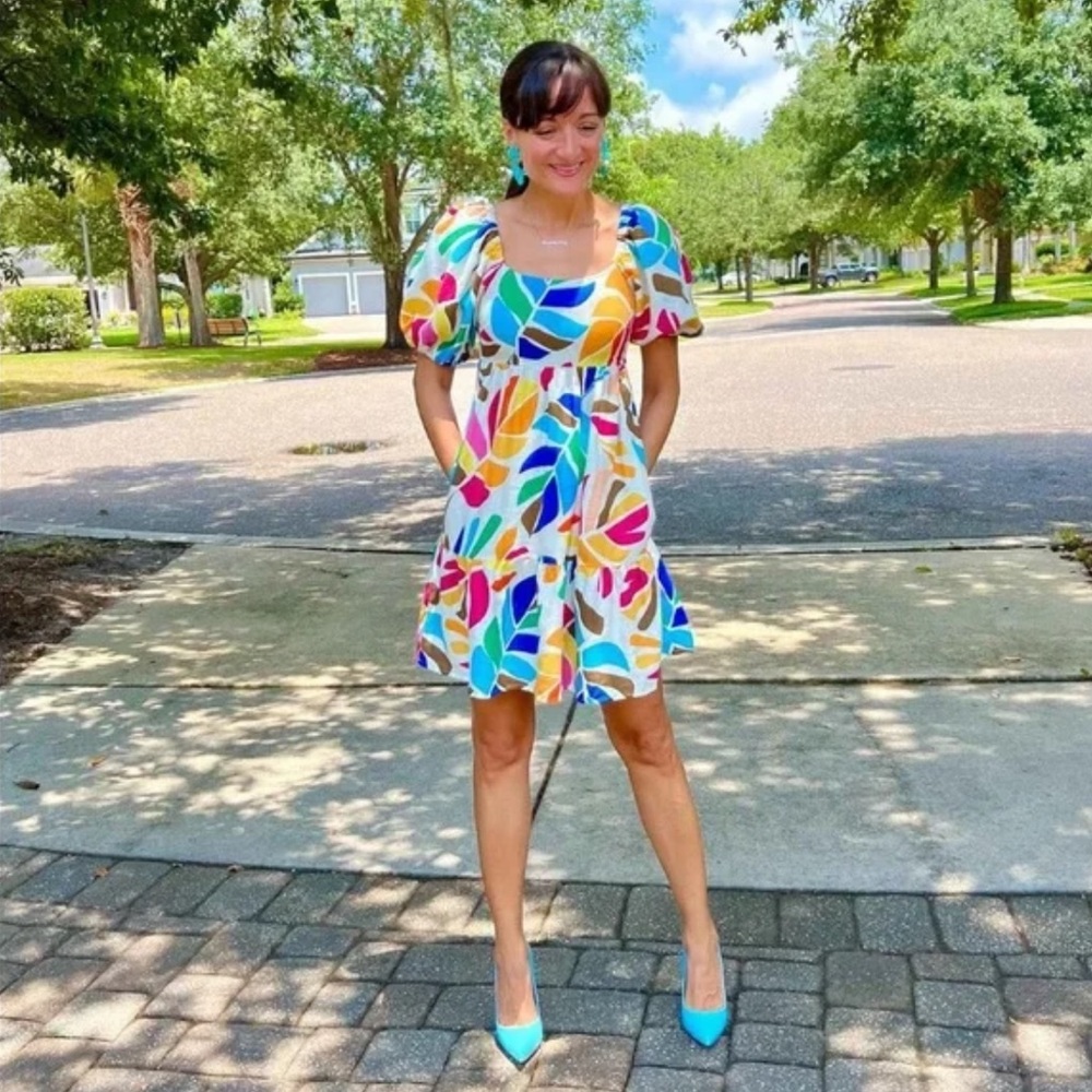 Tabitha Brown for Target Botanical Print Puff Sleeve Mini Dress